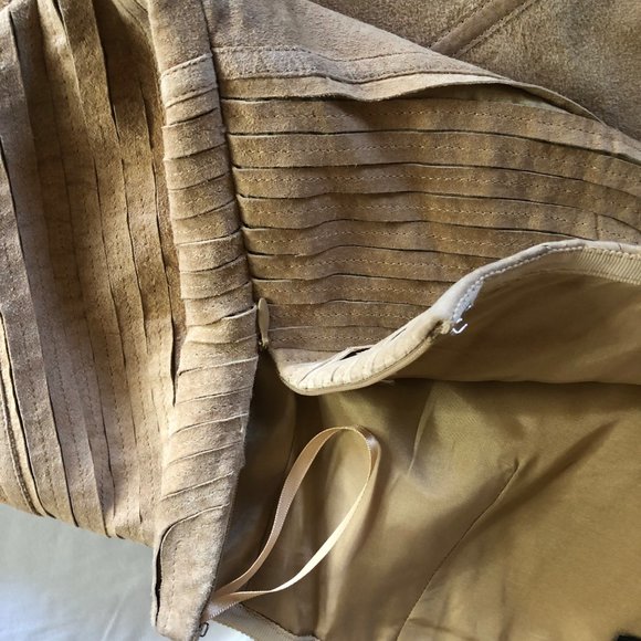 Lafayette 148 New York 100% Suede Midi A Line Skirt Tan Size 20 - Picture 7 of 16